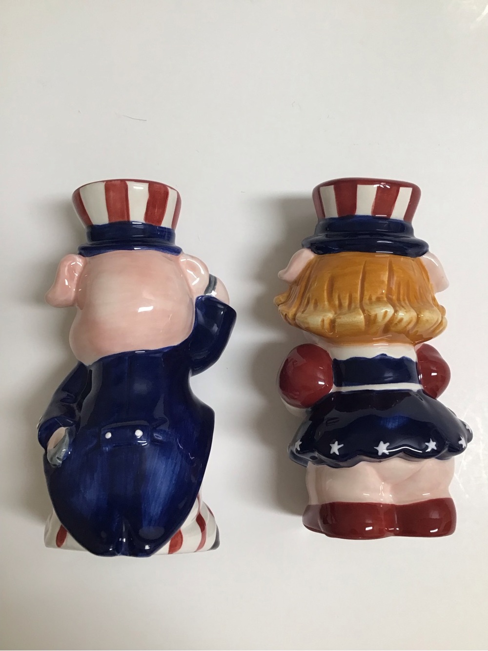Patriotic Pigs Salt & Pepper Shakers Uncle Sam Americana USA Ceramic 4th of July - Picture 2 of 14